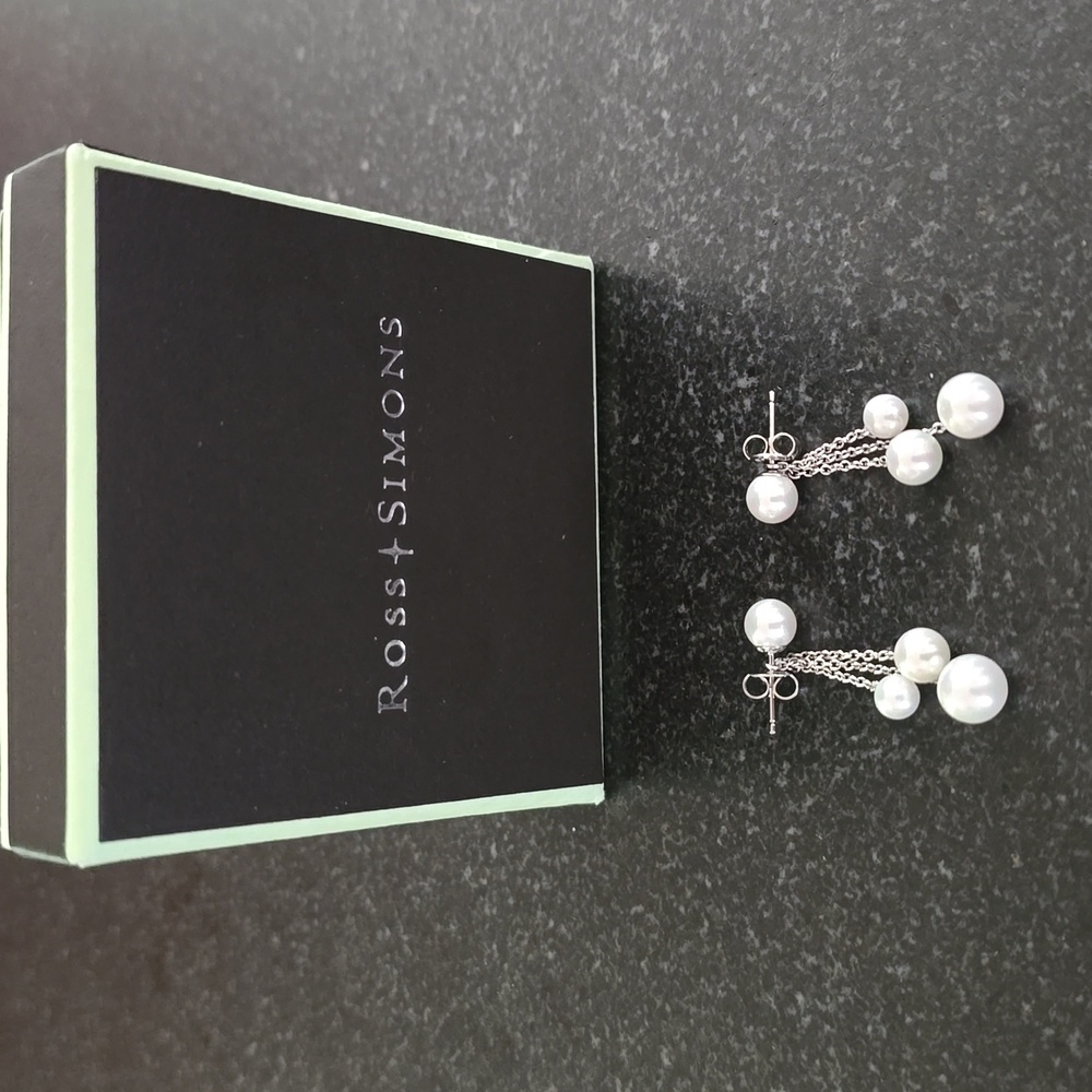 Ross Simon Shell Pearl Earrings With Sterling Silver Tassel Jackets FINAL - Picture 3 of 8